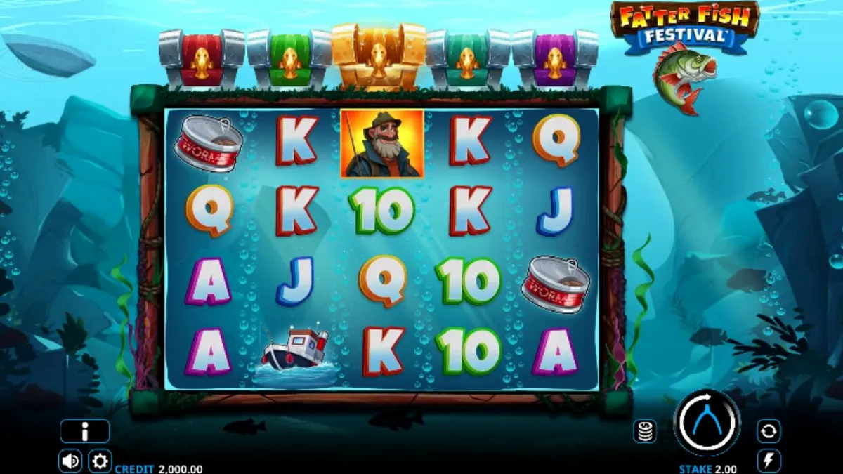 Makulay na underwater carnival theme ng Fatter Fish Festival slot