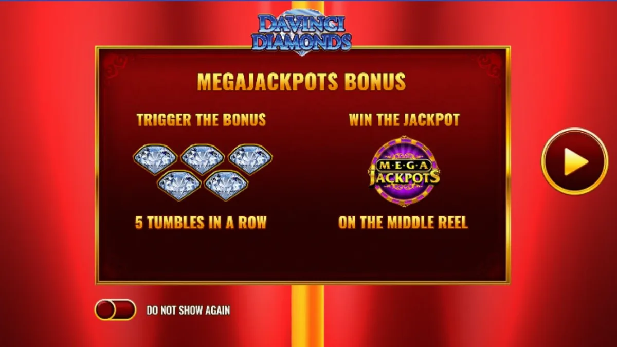 Isang mobile phone na nagpapakita ng Mega Jackpot DaVinci Diamonds slot game sa isang marangyang background.