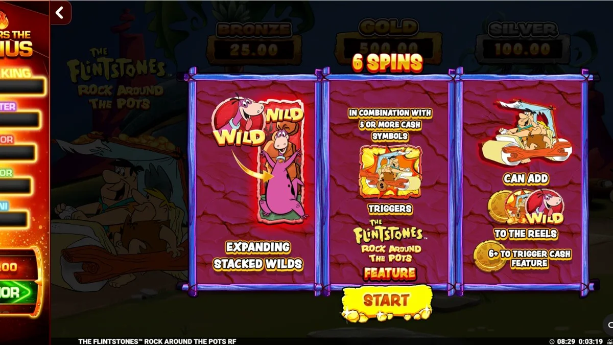 The Flintstones: Rock Around The Pots slot machine interface